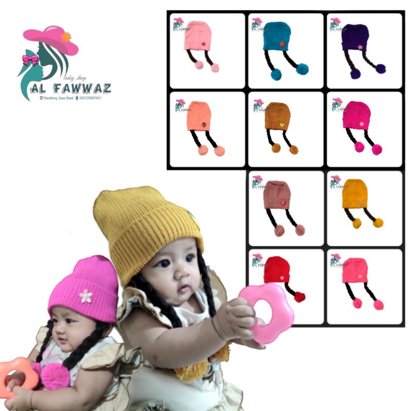 Topi bayi/balita perempuan kepang