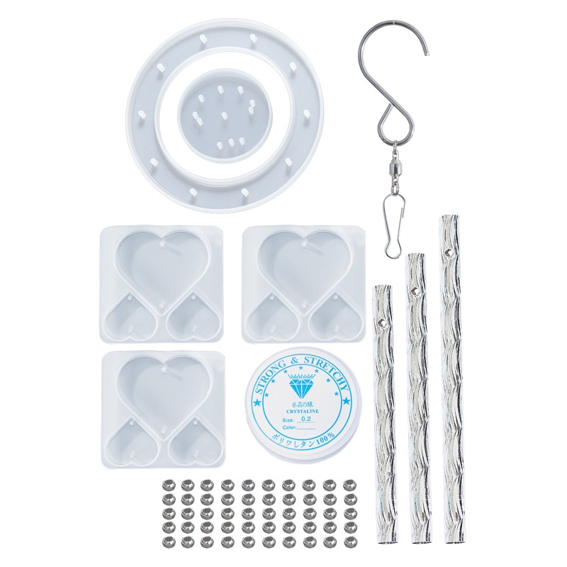 Siy Cetakan Epoxy Silikon Bentuk Hati / Bintang / Lonceng Angin / Lonceng Angin Untuk DIY Craft / Dekorasi