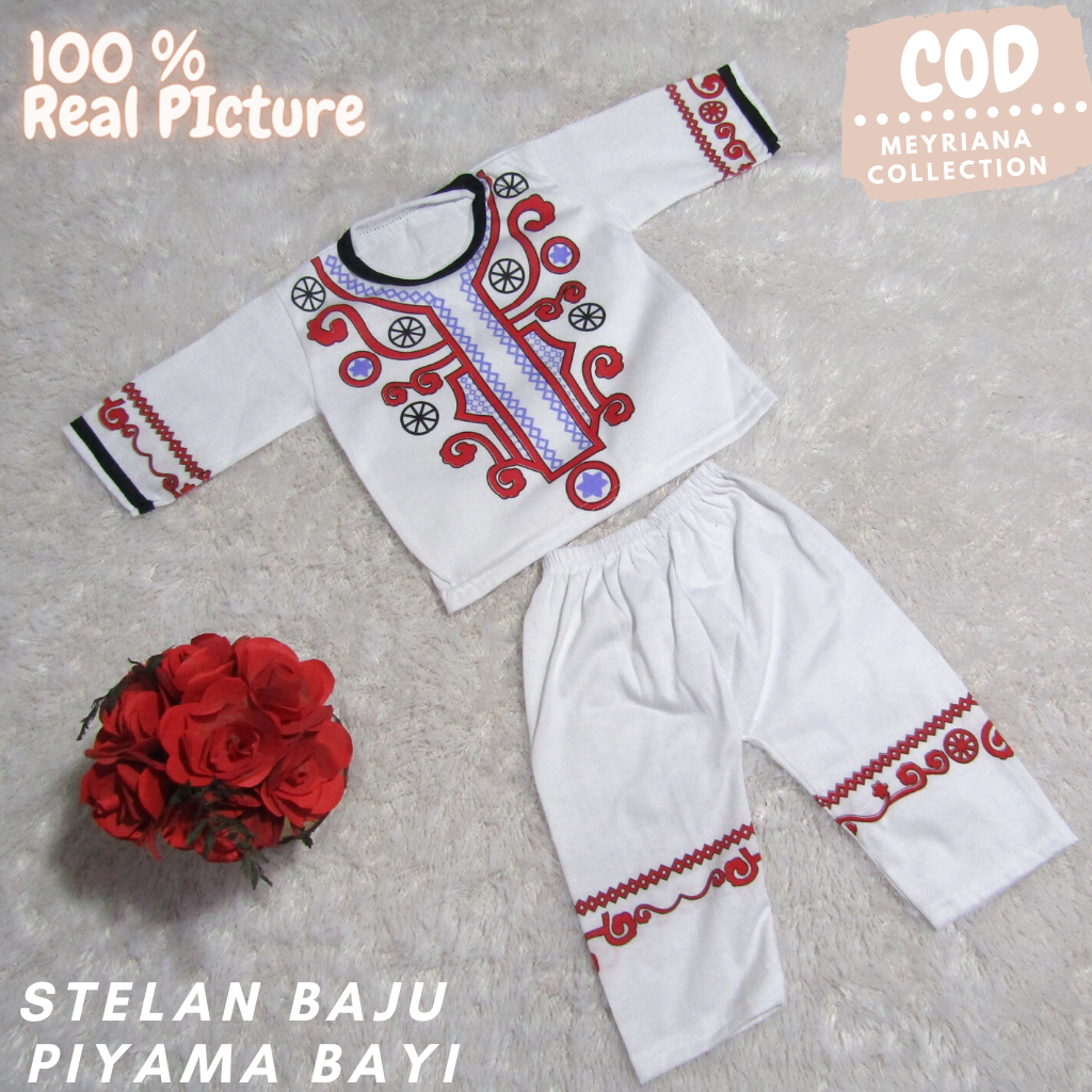 Baju Koko Bayi Setelan Baju Bayi Koko Newborn 0 - 6 Bulan Meyriana Collection