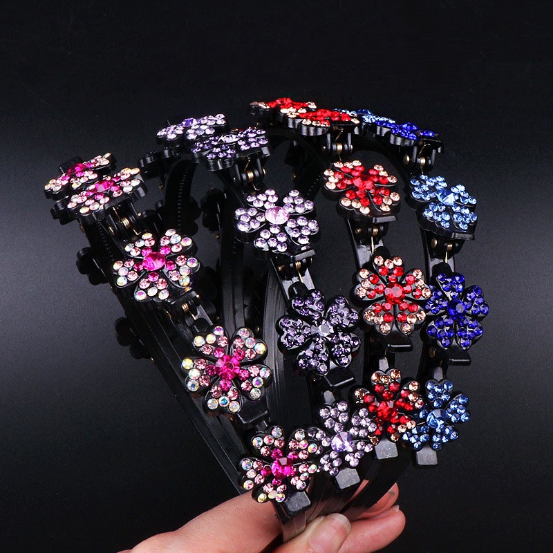 [ACKER] Rhinestone Ikat Kepala Mutiara Bangs Braided Hair Band Untuk Wanita