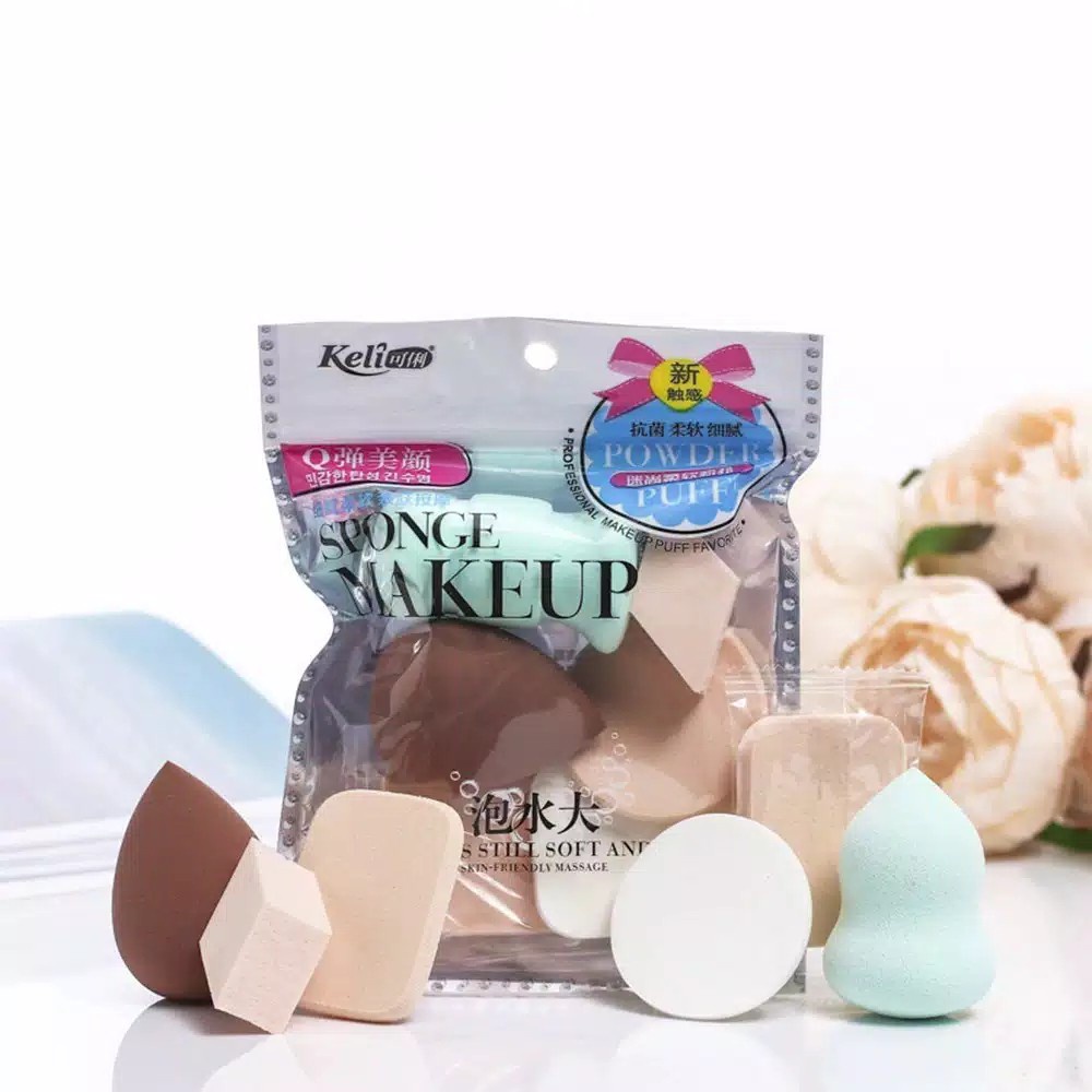 BV.ID SM623 Beauty Blender Spons Make Up Isi 6 in 1 Sponge Foundation Lembut Warna Random