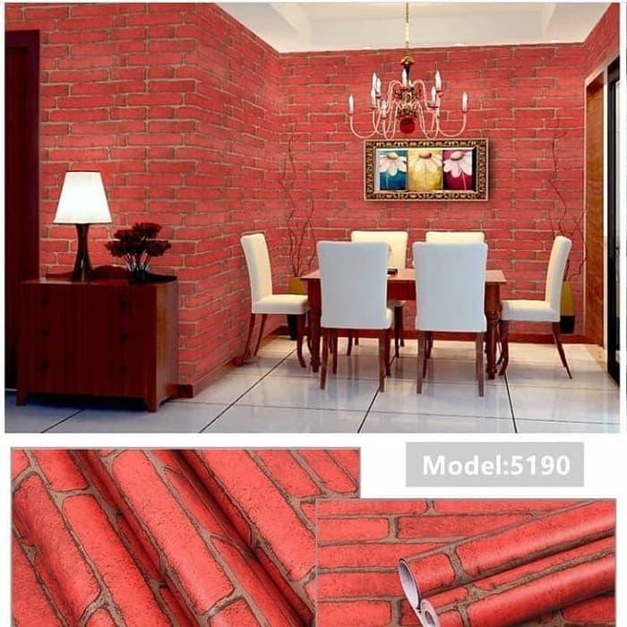 Wallpaper Sticker Dinding Ruang Tamu Tembok Dapur Kamar Tidur Motif Bata Wps024 Bata Merah Termurah