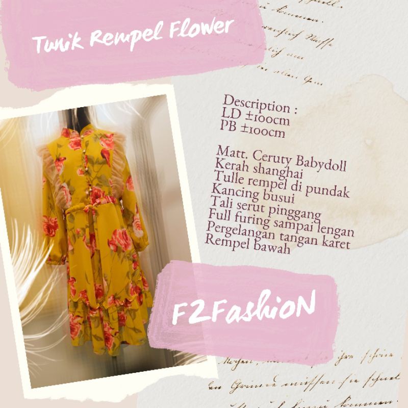 ATASAN TUNIK CERUTI REMPEL BUNGA ORI ROLY POLY