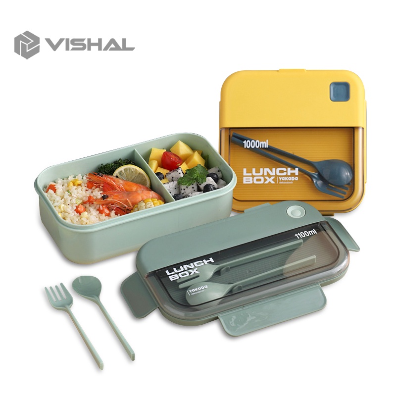 VISHAL Kotak Makan/Free Sendok/Anti Bocor Lunch Box Jerami BPA Free