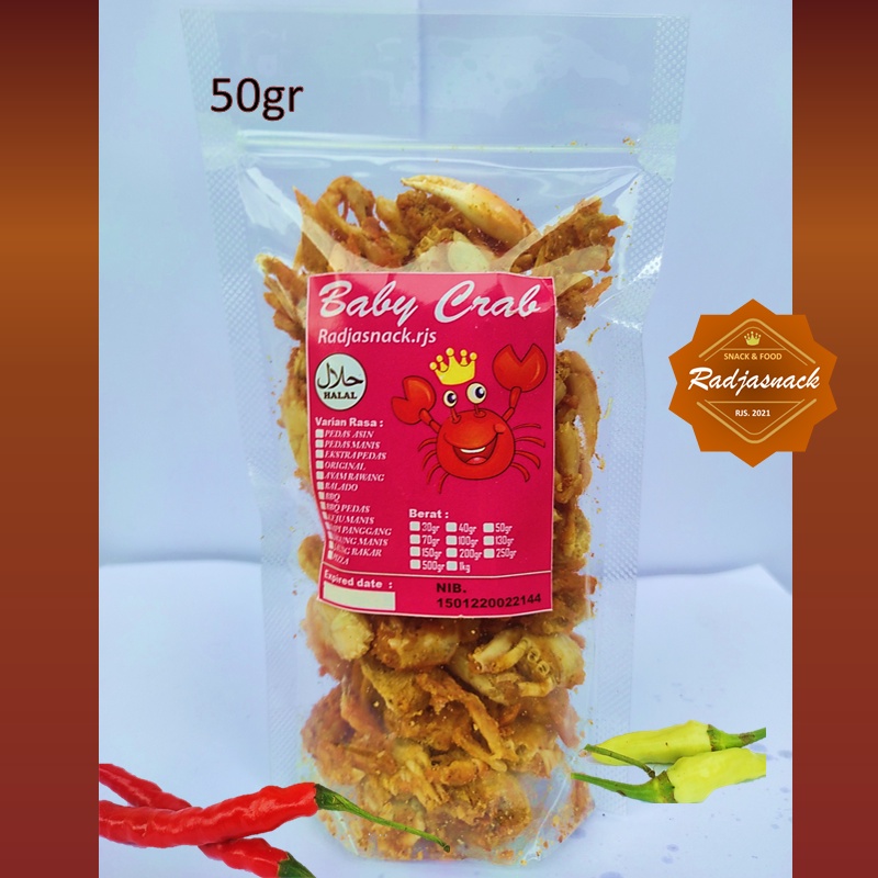 

BABY CRAB CRISPY 50gr | SNACK CEMILAN | MAKANAN RINGAN | BABY RAJUNGAN | CAMILAN SEAFOOD