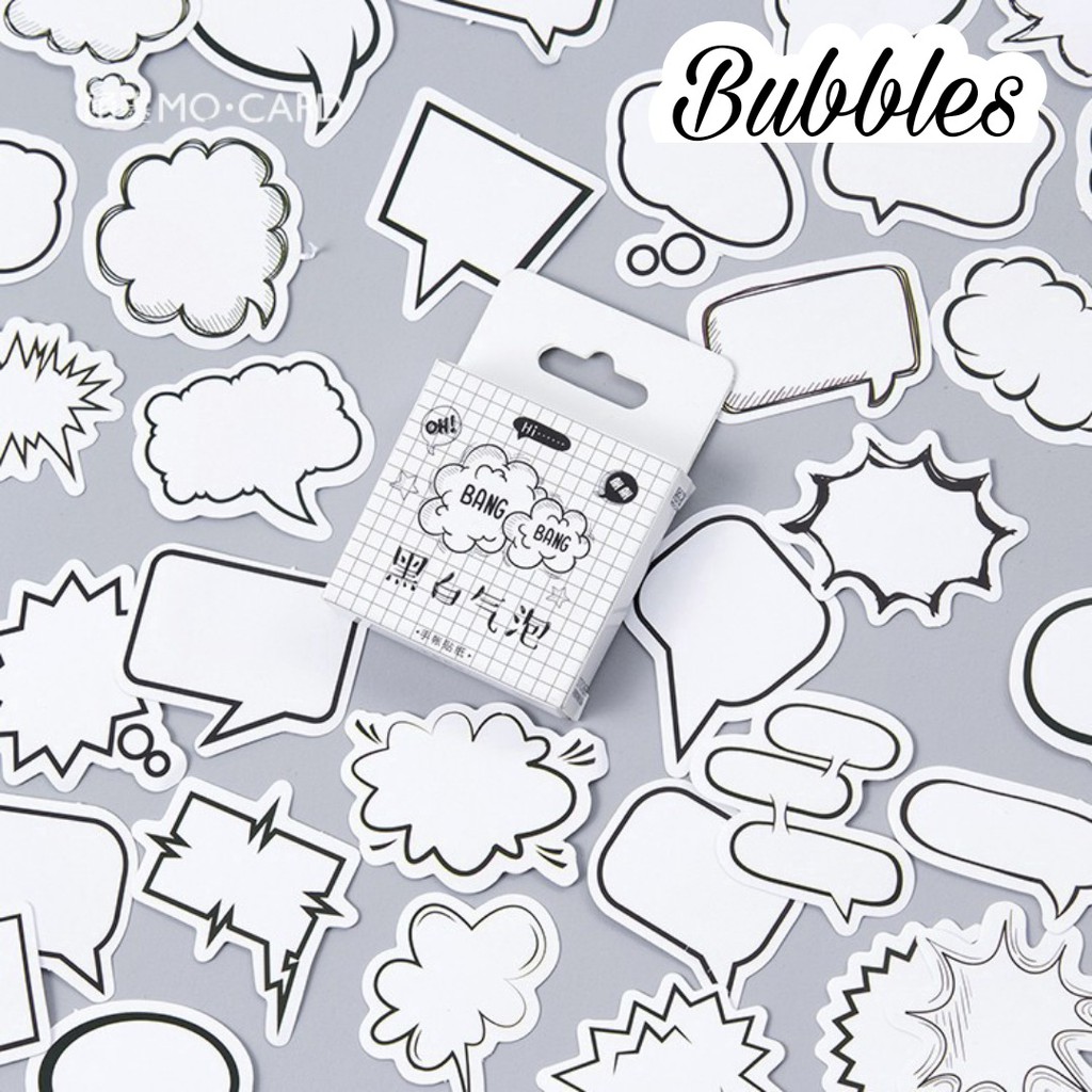 45pcs Aesthetic Stiker Box Lucu Murah Dekorasi Hias Diary/Journal/Scrapbook/DIY-Bubbles