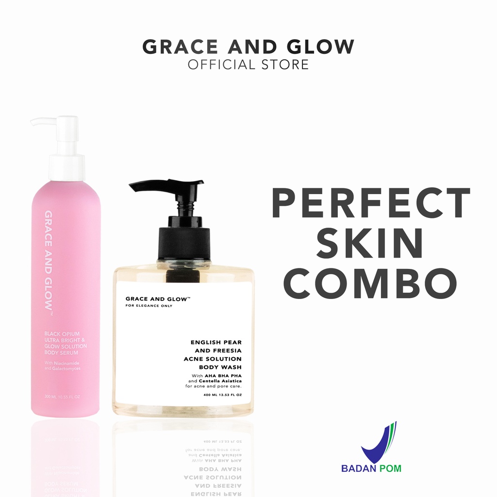 Grace and Glow English Pear and Freesia Anti Acne Solution Body Wash + Black Opium Ultra Bright &amp; Glow Solution Body Serum