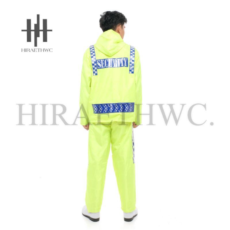 JAS HUJAN  SECURITY STELAN RAINCOAT SATPAM POLISI POLRI BAHAN WATERPROF ANTI AIR BAJU CELANA