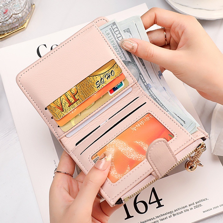 DOMPET LIPAT WANITA KECIL PREMIUM IMPORT KULIT PINK GRACE WA552P3 MINI SLOT KARTU RESLETING KOIN FASHION KOREA REMAJA KEKINIAN SIMPLE LUCU CEWEK MURAH