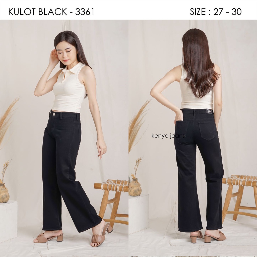 KENYA JEANS - KULOT JEANS HITAM PREMIUM | BF KULOT HITAM | NONSTREACH JEANS | 27 - 30