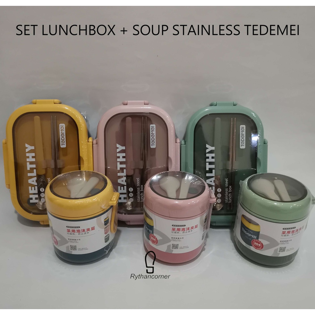 SET LUNCHBOX 850ML WITH SOUP 530ML TEDEMEI STAINLESS TDM6714/TDM6727