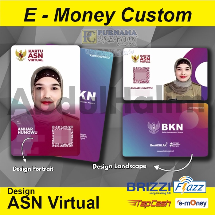 Cetak Kartu ASN Virtual BKN bisa flazz e-money tapcash brizzi Proses Hanya 1 Hari