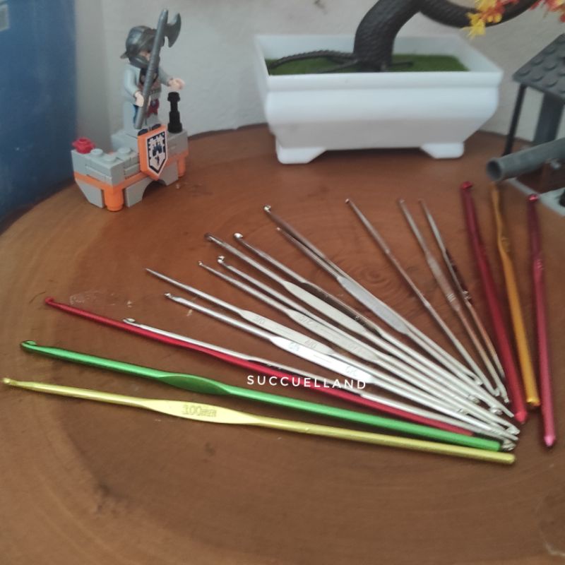Crochet Hook | Jarum Tulip Lace | Alat Rajut Rose | Hakpen Jala Satuan 1mm 2mm Single Double Pointed