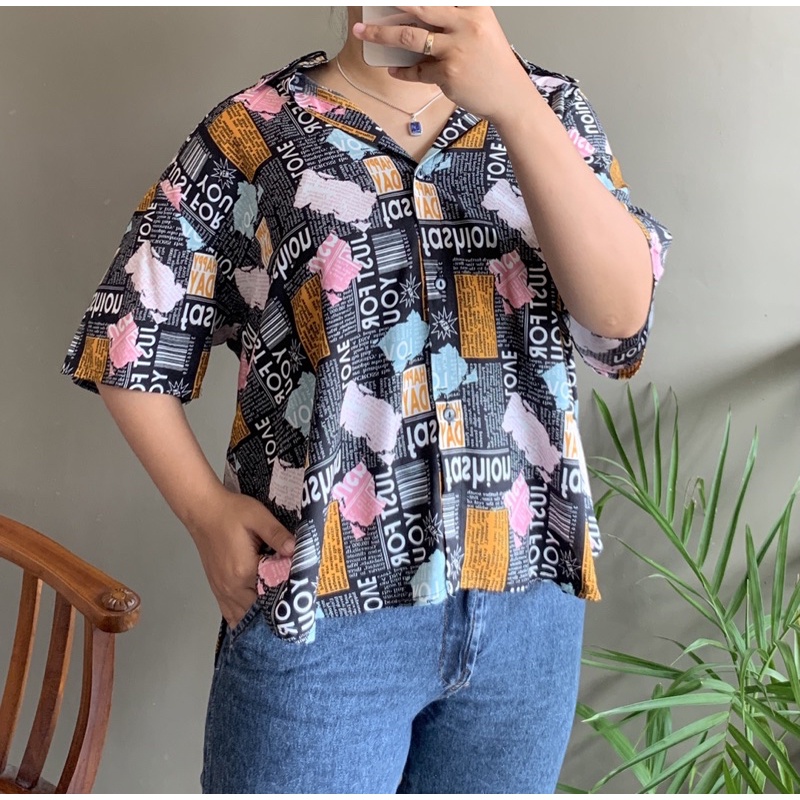 KEMEJA RAYON MOTIF // BONAMI PATTERN SHIRT // KEMEJA RAYON LENGAN PENDEK