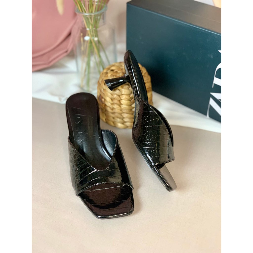 [7.7 Boombastis Sale⚡] - SANDAL WANITA ZS352 HEELS CROCC EFFECT PREMIUM IMPORT