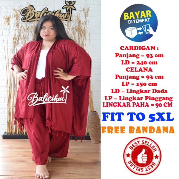 Balicihui Setelan Cardigan Jumbo Setelan Cardigan Plus Size Setelan Cardigan Bigsize