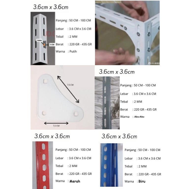 HHS - Besi Siku Lubang / Tiang Besi Tiang Siku Panjang 50 CM/0.5 M/ 1 M