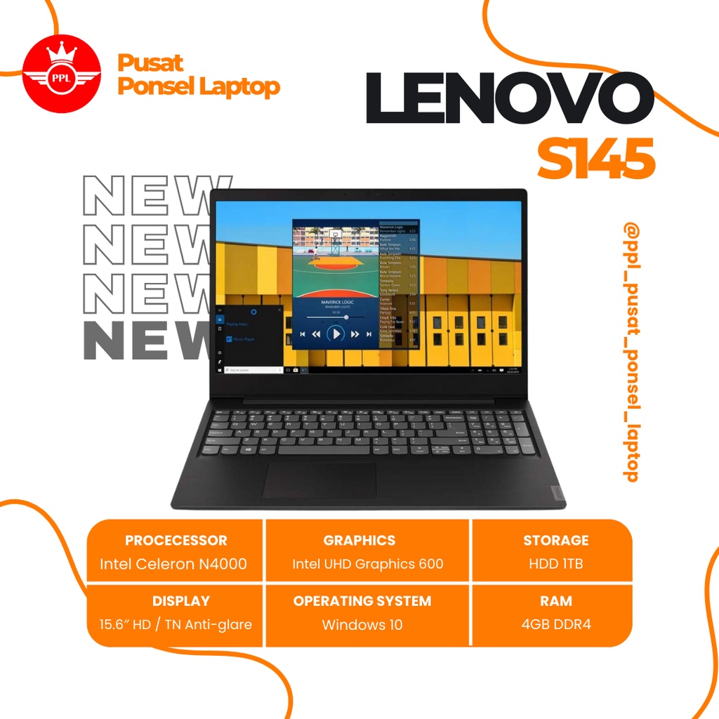LENOVO IP S145 INTEL CELERON N4000 | 4GB | 1TB HDD | 15.6″ INC | WIN10