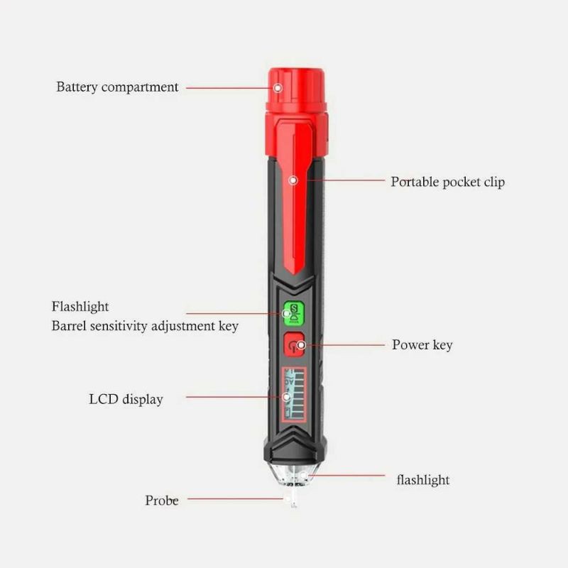 Tester Pen Non-contact With LCD Display Dual AC Voltage Alert Detector Tester Kabel putus