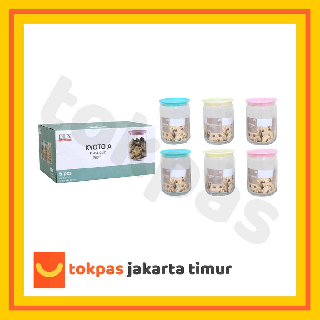 Toples Lebaran SET 6 pcs Toples Kaca Kedap Udara 760 ml Kyoto A DLX Glass BW 122 30