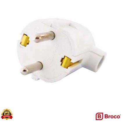 Steker Arde Broco L 13312 Bulat Putih Sideway Plug Colokan Samping