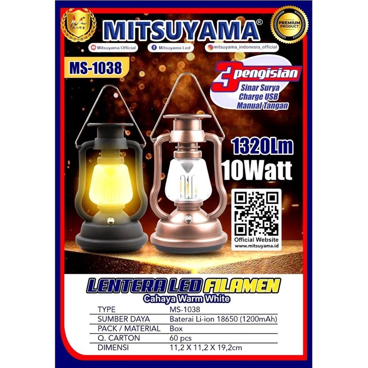 Barangunik2021 - Lentera LED Filamen 10 Watt Warm White Mitsuyama MS-1038 Emergency