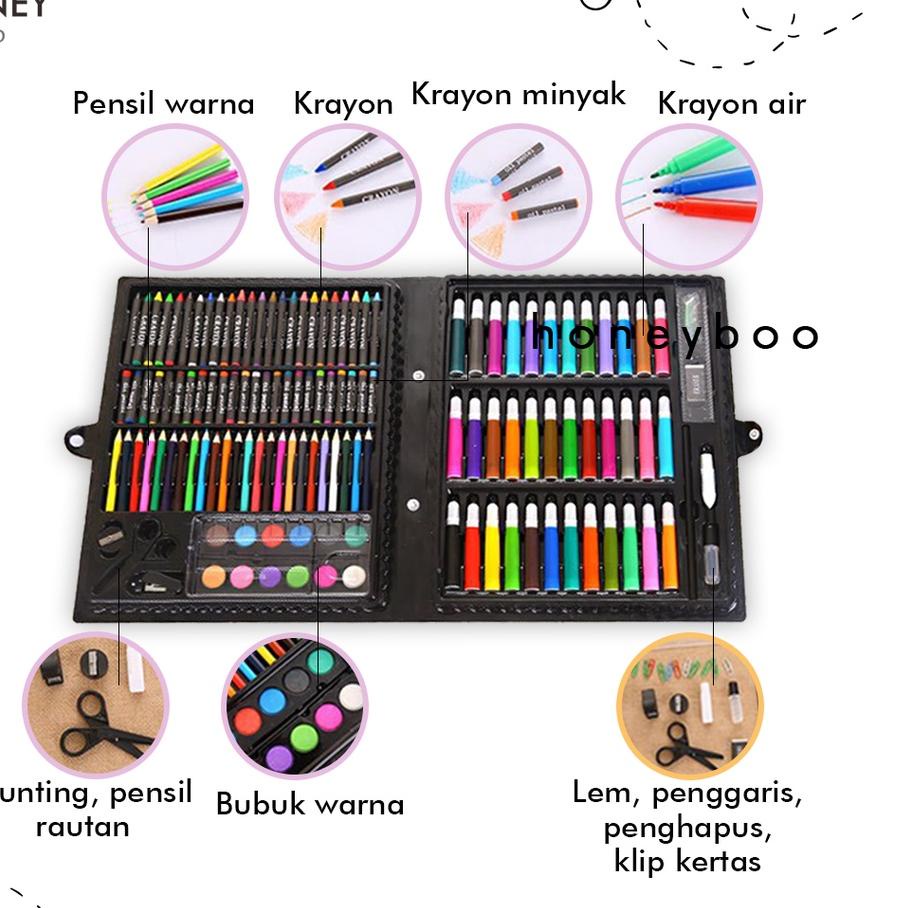 

Big Sale - Honey Boo - Krayon Anak Set Koper 150 in 1 Crayon Full Alat Melukis Mewarnai Set .,