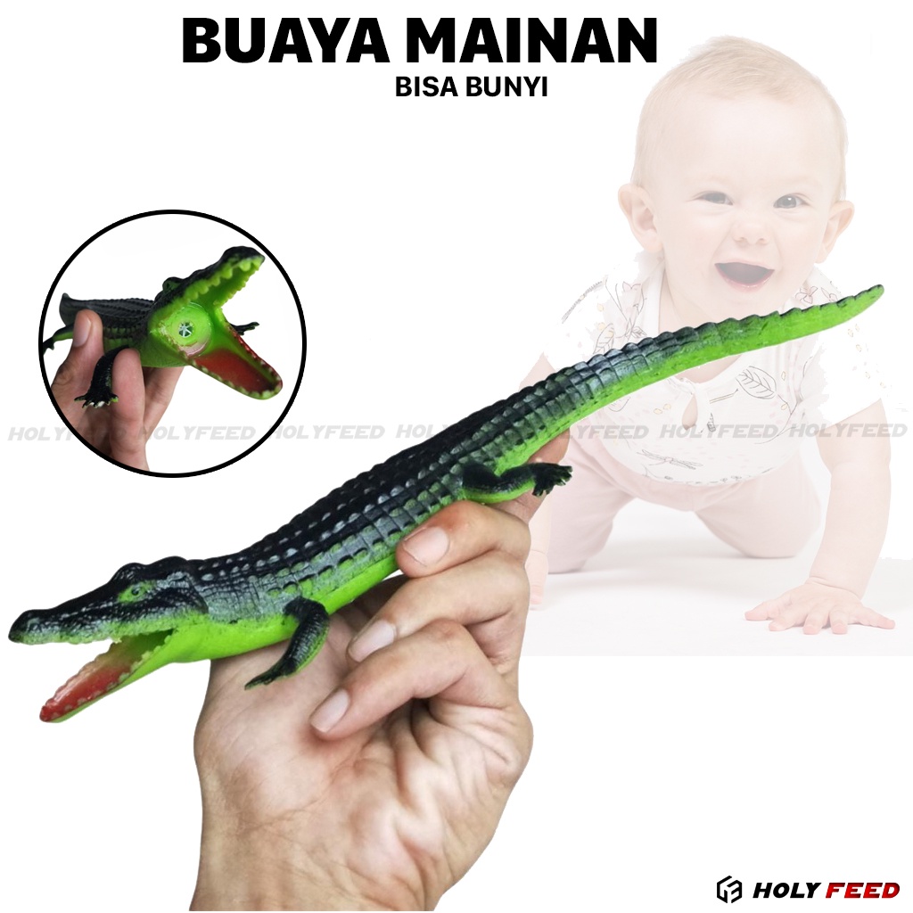 Mainan Anak Buaya Mainan Karet Bisa Bunyi - Figure Hewan Aligator Prank Binatang Reptil