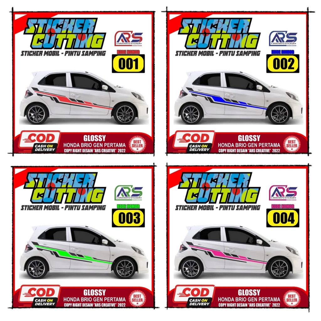Sticker cutting sticker mobil pintu samping mobil honda brio variasi glossy