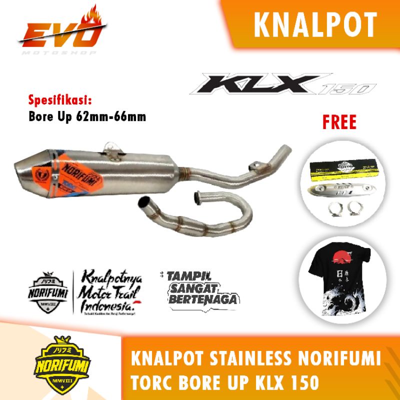knalpot norifumi KLX 150 torc bore up stainlese
