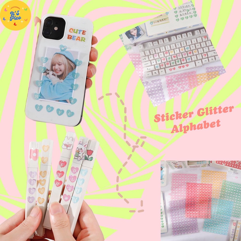 (ItsPico) Stiker Alfabet Bling Bling Lucu DIY SCRAPBOOK