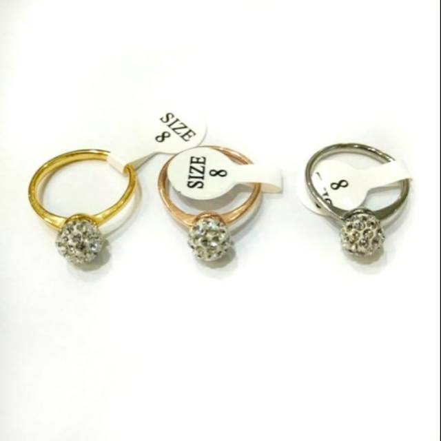 Cincin Titanium wanita Globe mata crystal
