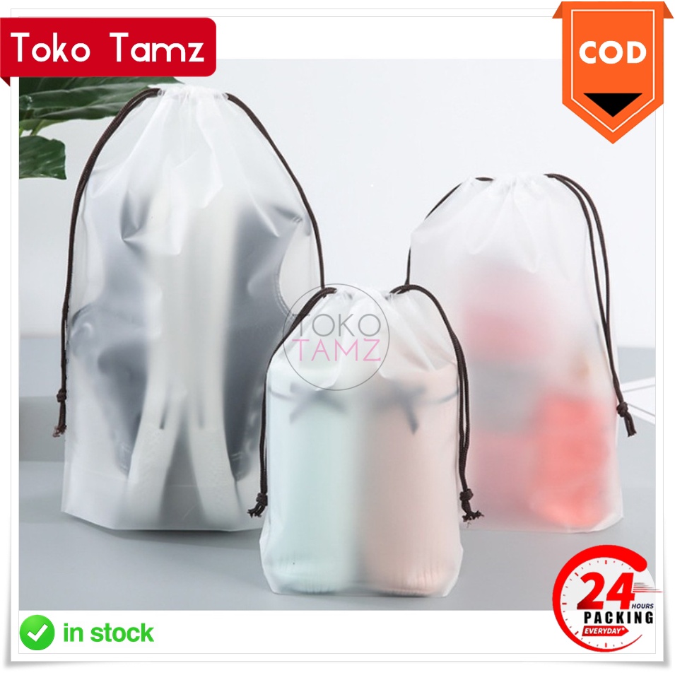 COD MAKASSAR Tas Pouch Travel Serut 08 Polos Plastik Tebal  Shopee OLShop tokotamz Online Shop Makas