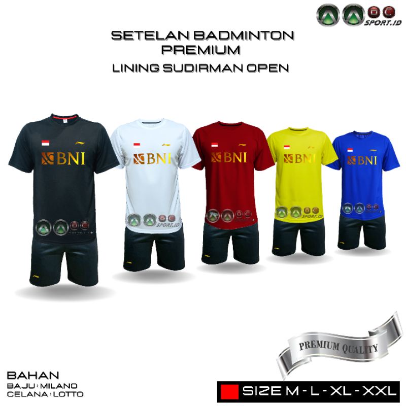 SPL-01 SET LN SUDIRMAN PREMIUM❗SETELAN BADMINTON PREMIUM LINING DEWASA LENGAN SABLON DTF SETELAN JER