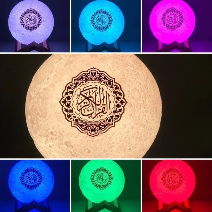 Lampu Bulan 3D Al Quran Alquran Speaker Digital Bluetooth with Remote 7 Color Speaker Murottal Alquran Lampu Tidur