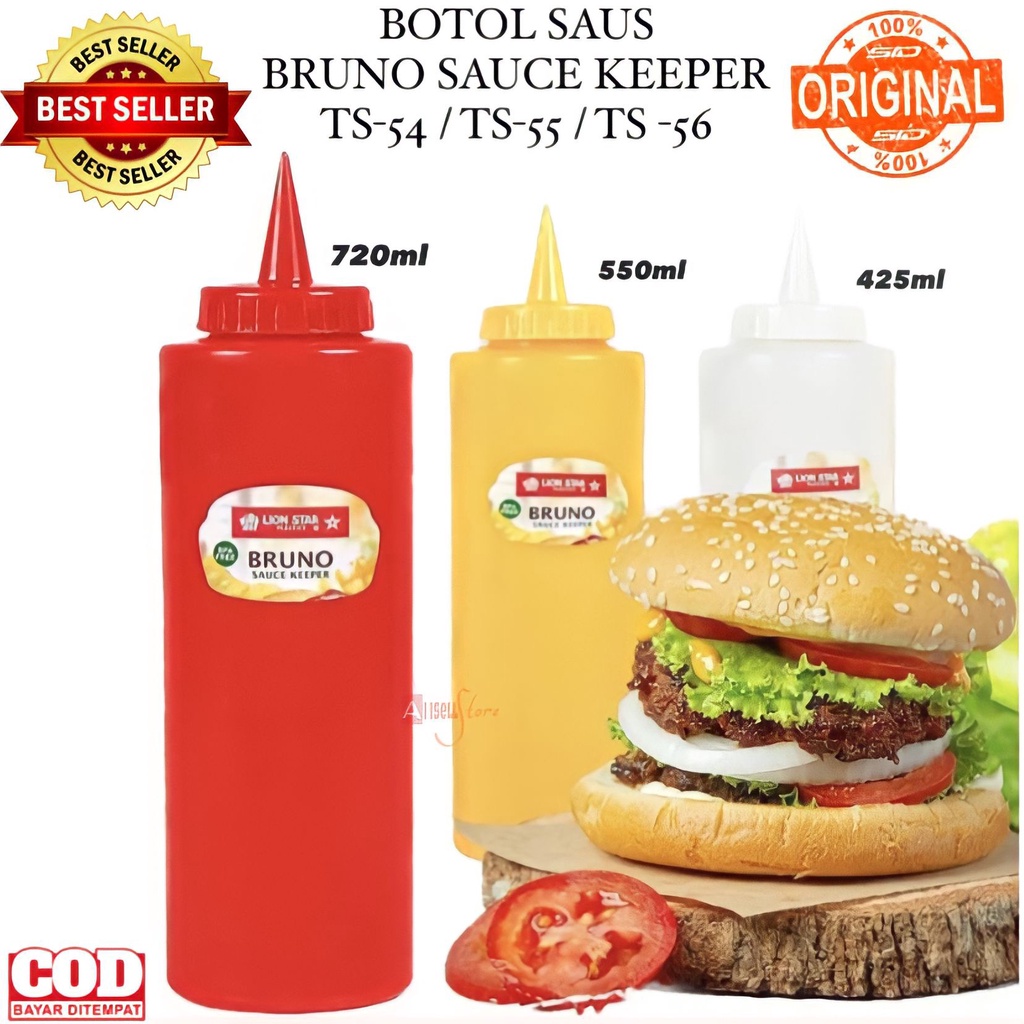 ( BISA COD ) PROMO LION STAR TEMPAT BOTOL SAUS / SAUCE KEEPER BRUNO TS-54/55/56 / BOTOL SAUS PLASTIK / BOTOL SAUS 425ml,550ml,720ml / TEMPAT MAYO / TEMPAT PENYIMPANAN SAUS SAMBAL / BOTOL KECAP SAUS LANCIP/ BOTOL SAUS