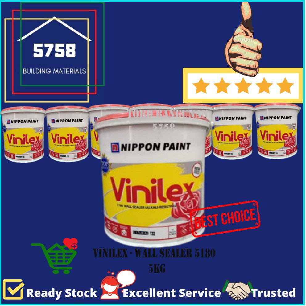 Nippon Paint Vinilex 5180 Wall Sealer Cat Dasar Tembok Putih Galon 5 Kg