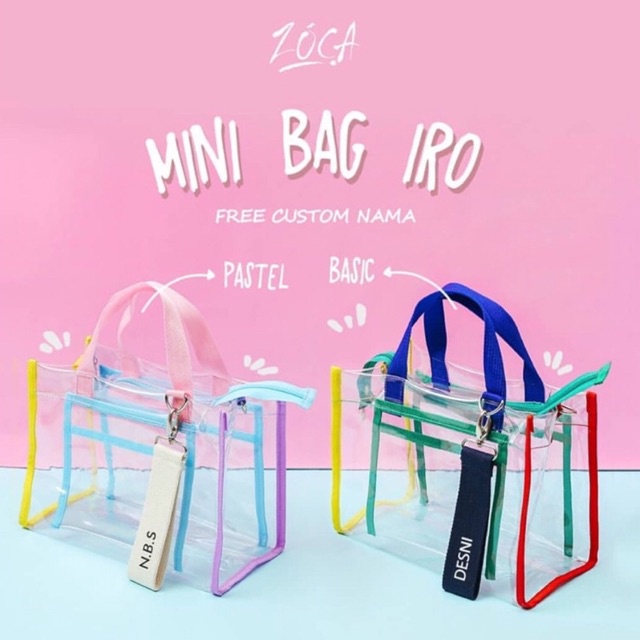 PVC MINIBAG IRO / SLING BAG (FREE CUSTOM NAMA) / SLINGBAG IMPORT / TAS JELLY / TAS SELEMPANG MIKA / TAS KONSER / TAS KOREA / TAS MIKA