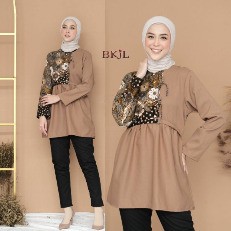 tey-17 Batik wanita ASJ SA HRB026 Kenongo Kemeja Tosca Pendek-5