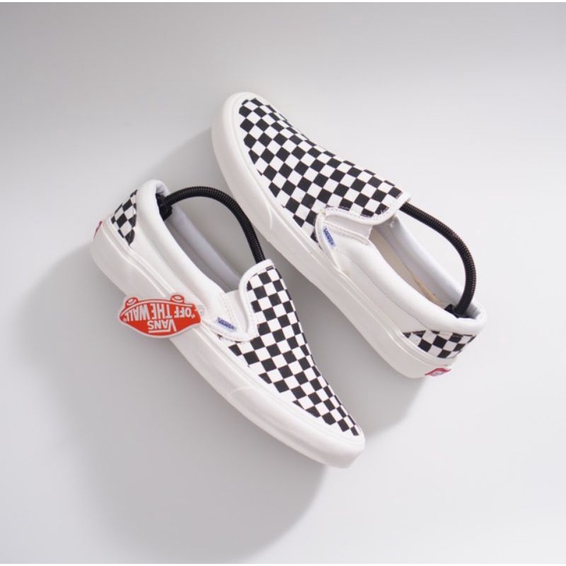 Sepatu Vans Slip On Mono OG Checkerboard Black White PREMIUM BNIB