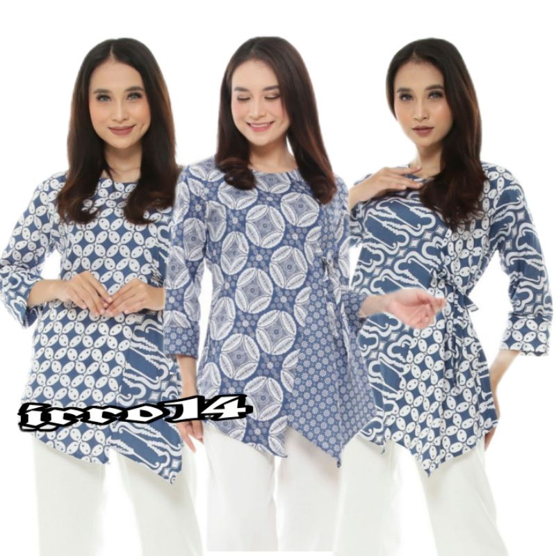 tey-17 Batik wanita ASJ SA HRB026 Kenongo Kemeja Tosca Pendek