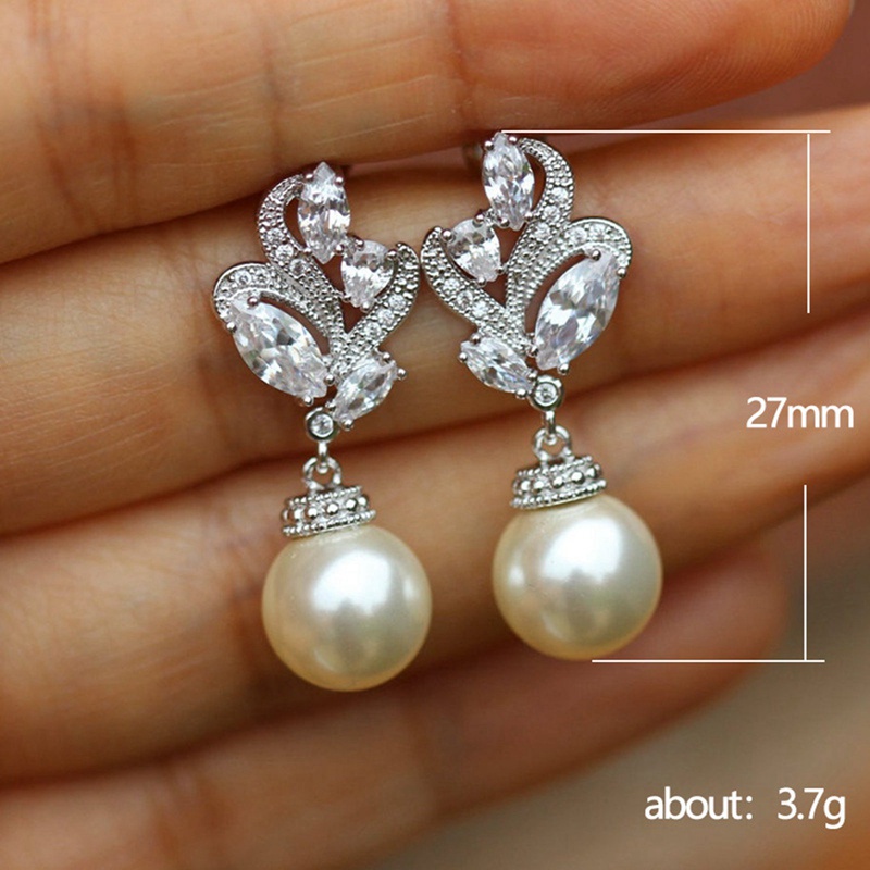 Elegant Imitation Pearl Dangle Earrings Elegant Women Party Accessories High Quality Silver Color Fresh Statement Jewelry