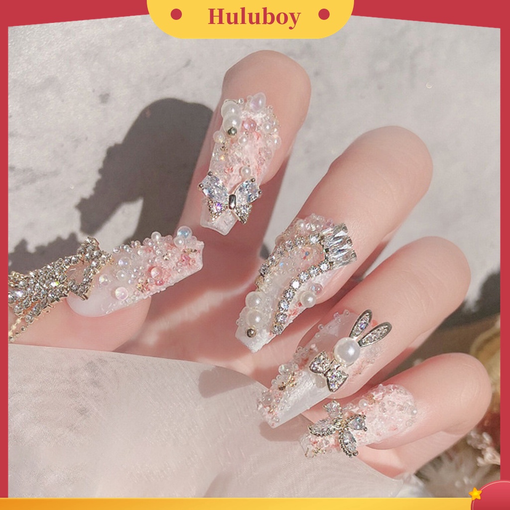 Huluboy Huluboy♡ Ornamen Rantai Rumbai Berlian Imitasi Efek 3D Untuk Dekorasi Manicure