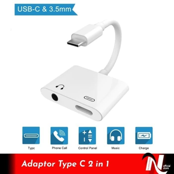 Converter kabel jack audio Type C 2in1 Audio jack +Charger USB C JH031