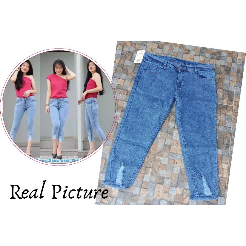 1 KG MUAT 4 PCS | CELANA JEANS WANITA TERBARU CELANA 7/9 SENOW BULU