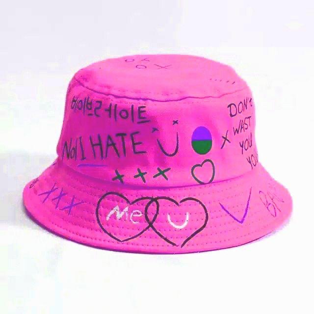 Topi badas bucket/ Wanita Motif Graffiti Gaya Korea Untuk Pasangan-Kpop Topi Bucket AksesorisFashion