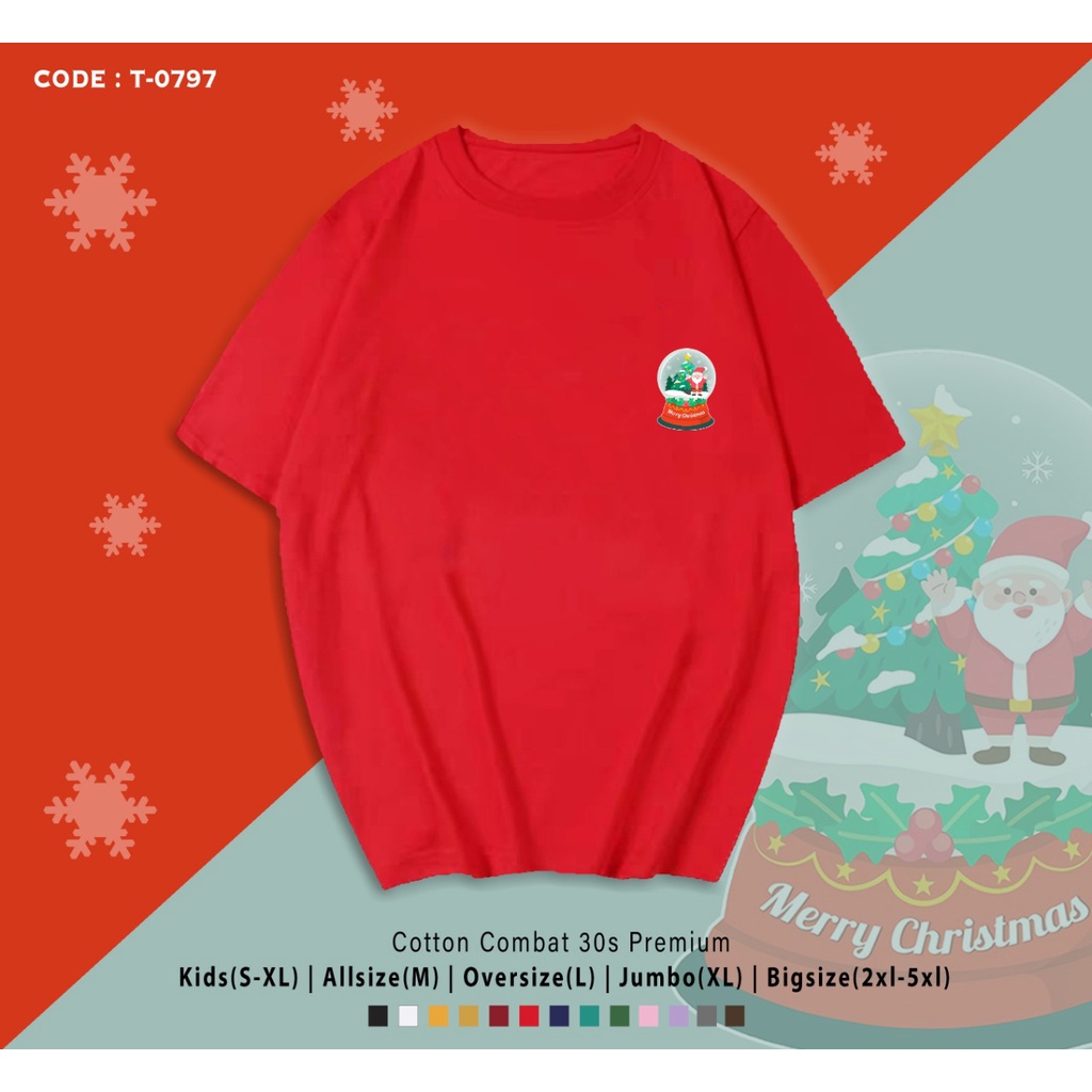 FREE CUSTOM NAMA - T-SHIRT / KAOS CUSTOM NATAL TERMURAH / SANTA BALL / KADO UNIK XMAS TEE