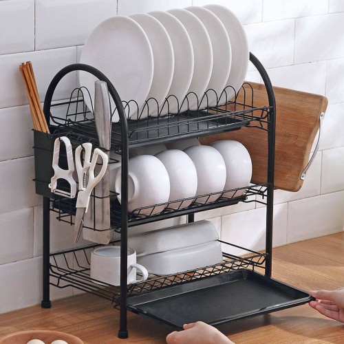 PROMO !!! RAK PIRING Stainless Minimalis 2 Susun Tingkat Peralatan Dapur serbaguna cod-3