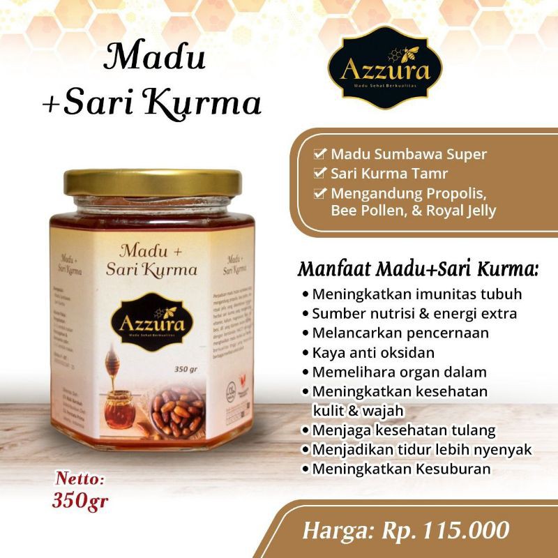 

Madu Sari Kurma Azzura,Madu Murni,Madu Nusantara 350gr