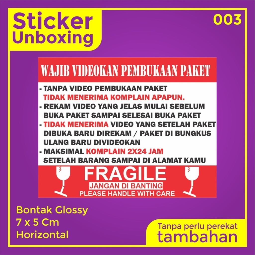 Stiker Video Unboxing / Stiker Unboxing / Sticker Fragile / Stiker Label Pengiriman-003